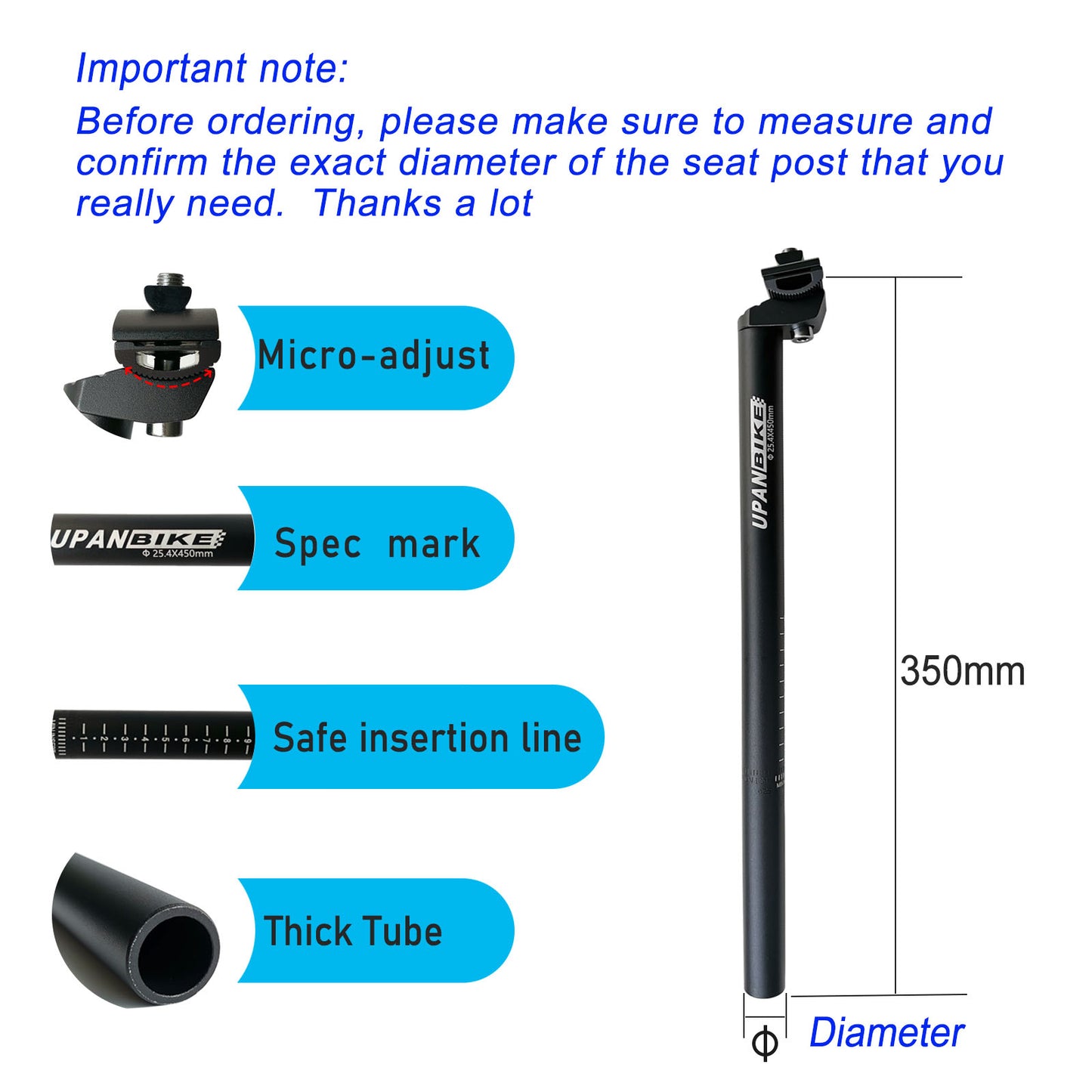 B127 350mm Bike Seatpost