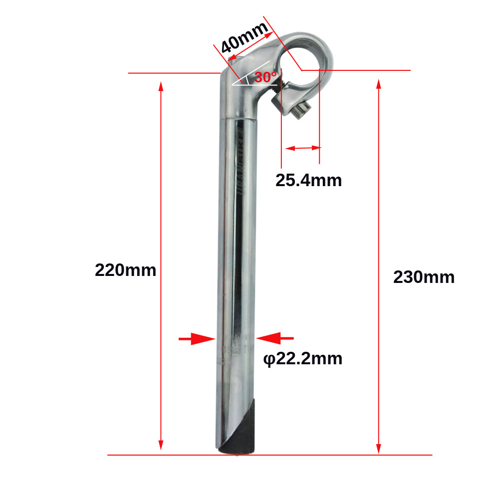 UPANBIKE Bike Stem 22.2mm*25.4mm Aluminum Alloy Gooseneck Shape 40mm/80mm Stem B002 - UPANBIKE