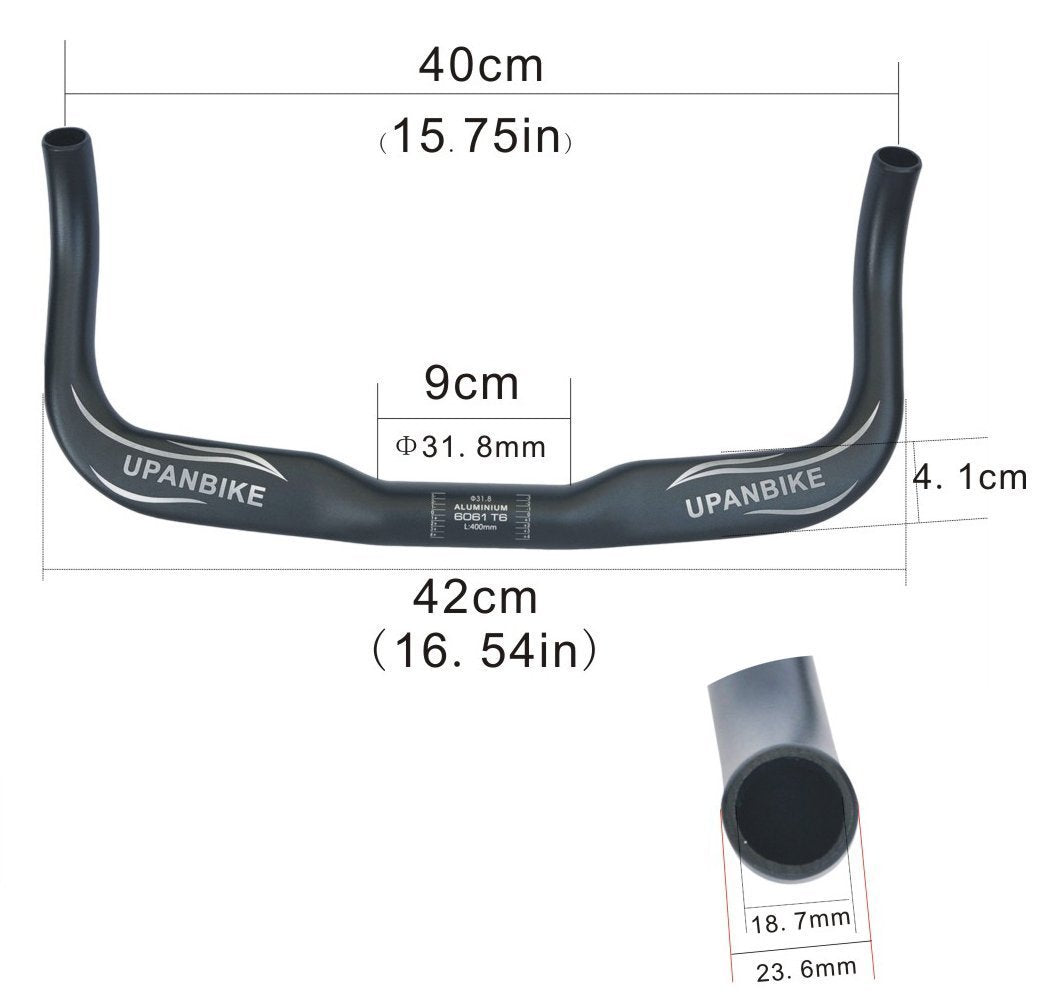 UPANBIKE Fixed Gear Bike Handlebar Bullhorn Riser Bar Rest TT Bar 31.8mm*420mm B144 - UPANBIKE