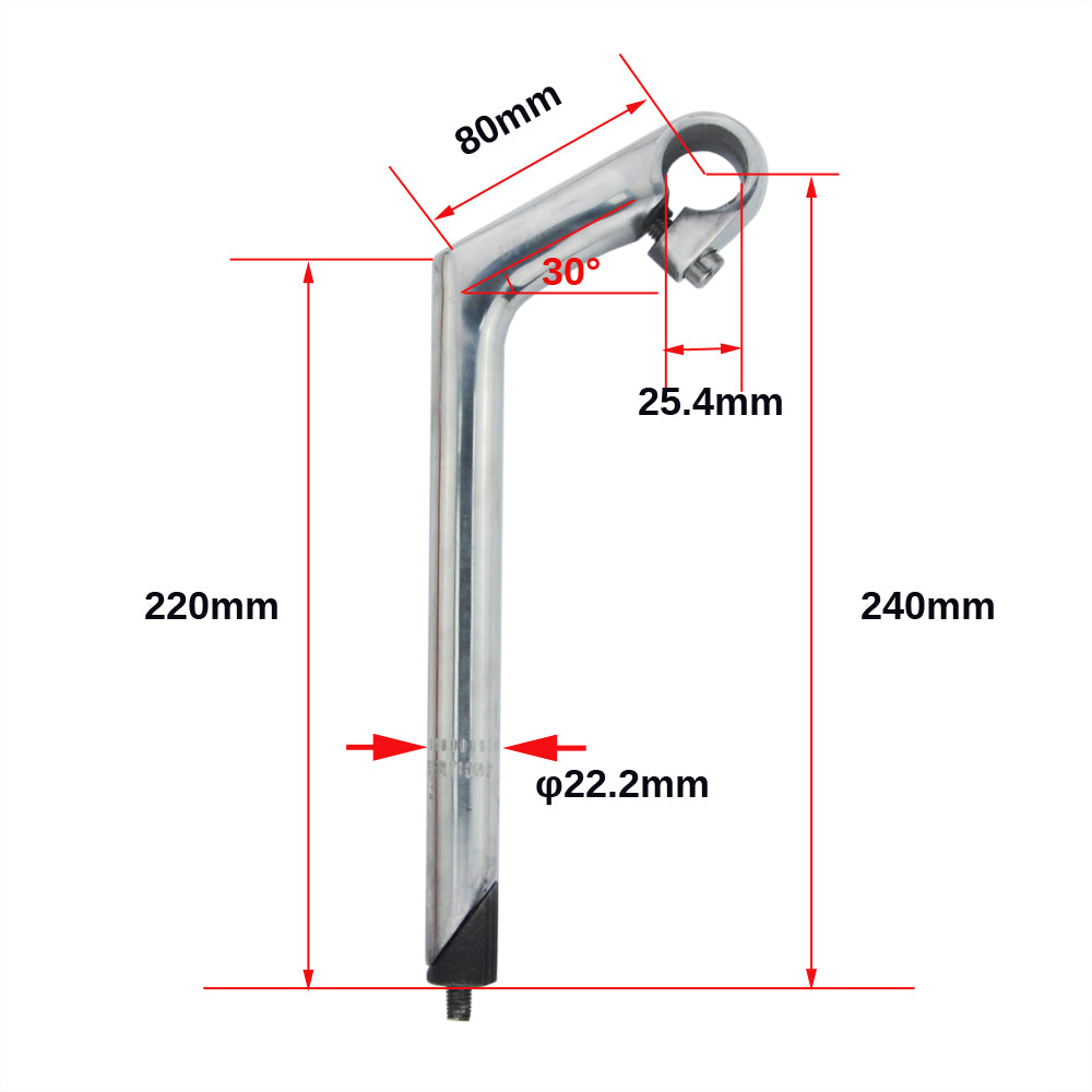 UPANBIKE Bike Stem 22.2mm*25.4mm Aluminum Alloy Gooseneck Shape 40mm/80mm Stem B002 - UPANBIKE