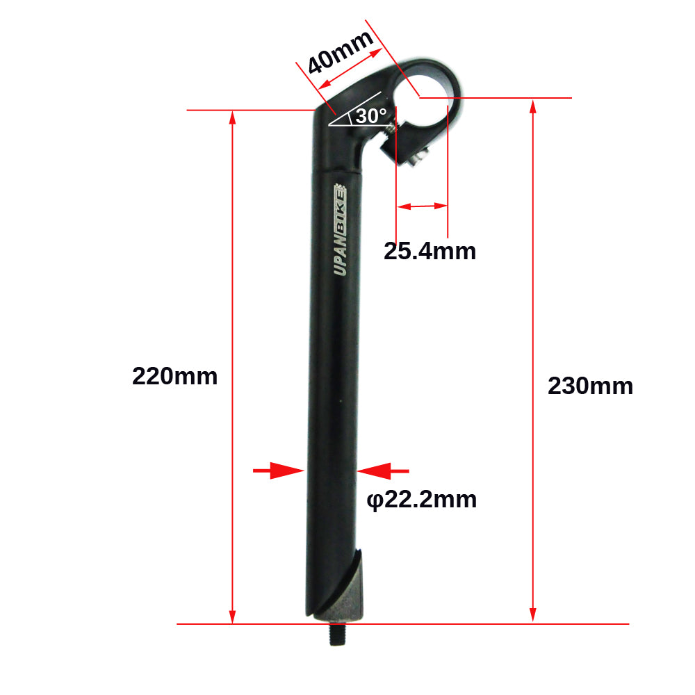 UPANBIKE Bike Stem 22.2mm*25.4mm Aluminum Alloy Gooseneck Shape 40mm/80mm Stem B002 - UPANBIKE